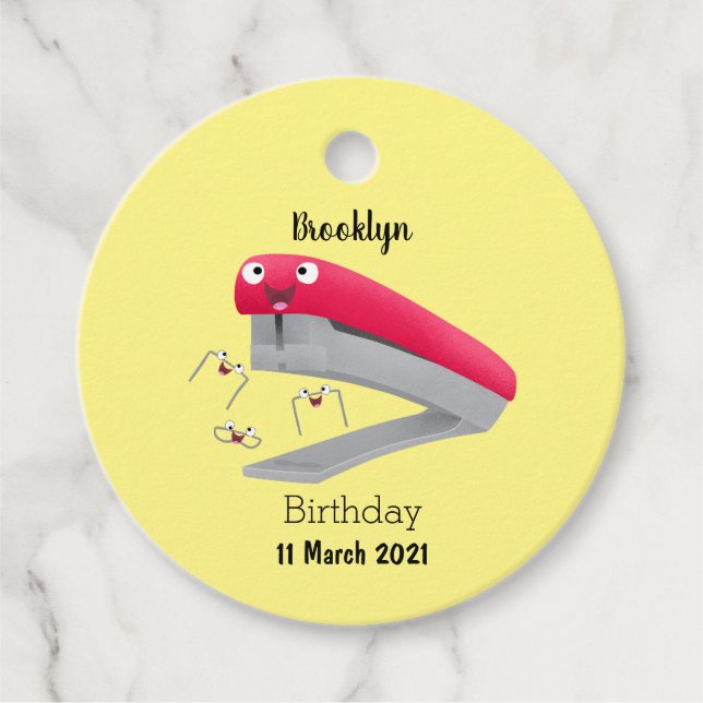 Belysning av tecknaden Cute Red lycklig stapler Gåvor Etiketter (Framsida)