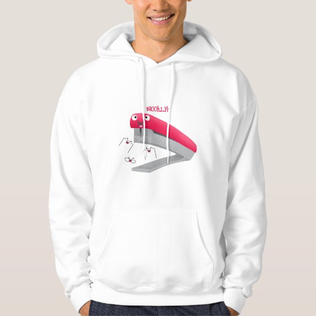 Belysning av tecknaden Cute Red lycklig stapler Hoodie (Framsida)