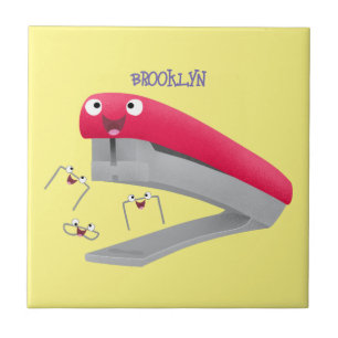 Belysning av tecknaden Cute Red lycklig stapler Kakelplatta