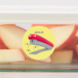 Belysning av tecknaden Cute Red lycklig stapler Klistermärke