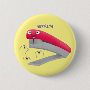 Belysning av tecknaden Cute Red lycklig stapler Knapp