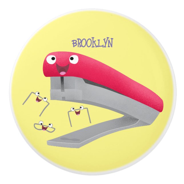 Belysning av tecknaden Cute Red lycklig stapler Knopp (Framsidan)