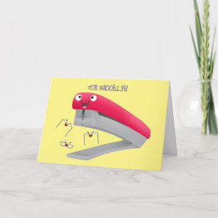 Belysning av tecknaden Cute Red lycklig stapler Kort