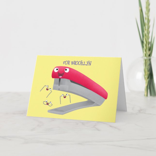 Belysning av tecknaden Cute Red lycklig stapler Kort (Framsida)