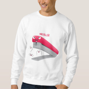 Belysning av tecknaden Cute Red lycklig stapler Lång Ärmad Tröja