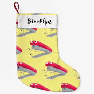 Belysning av tecknaden Cute Red lycklig stapler Liten Julstrumpa