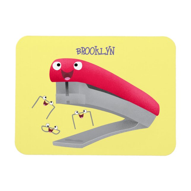 Belysning av tecknaden Cute Red lycklig stapler Magnet (Horisontell)