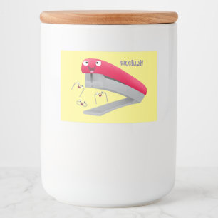 Belysning av tecknaden Cute Red lycklig stapler Mat Etiketter