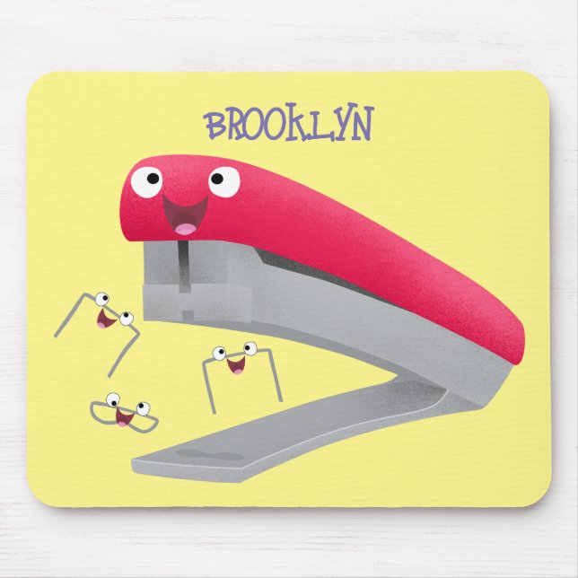 Belysning av tecknaden Cute Red lycklig stapler Musmatta (Framsidan)