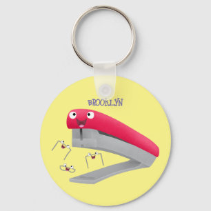 Belysning av tecknaden Cute Red lycklig stapler Nyckelring