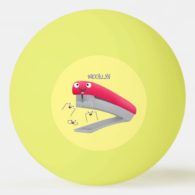 Belysning av tecknaden Cute Red lycklig stapler Pingisboll (Framsidan)