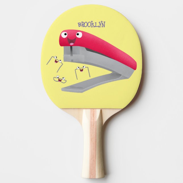 Belysning av tecknaden Cute Red lycklig stapler Pingisracket (Framsidan)