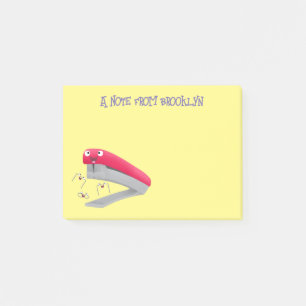 Belysning av tecknaden Cute Red lycklig stapler Post-it Block