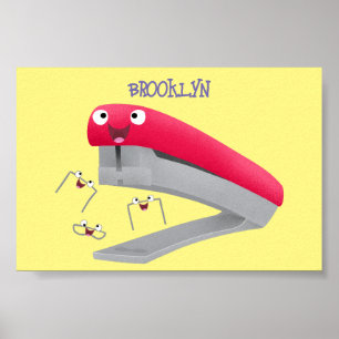 Belysning av tecknaden Cute Red lycklig stapler Poster