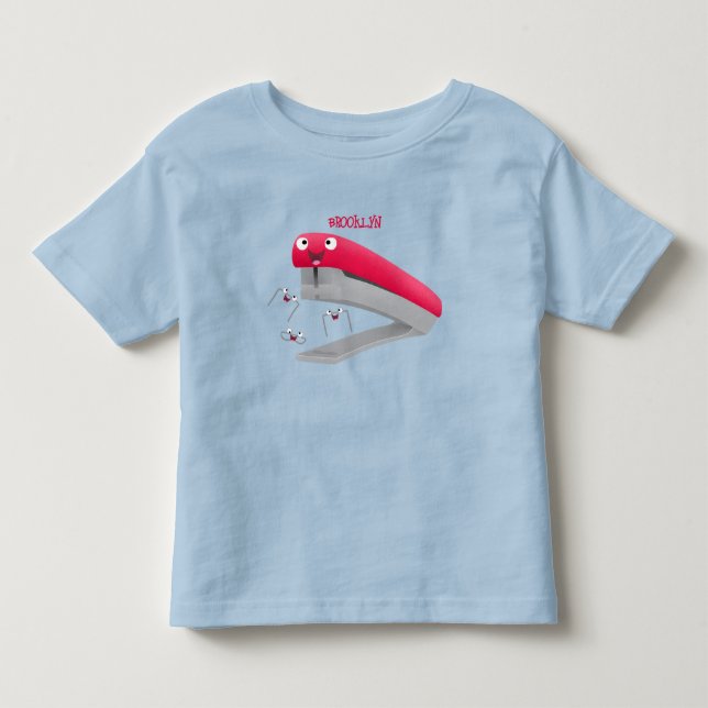 Belysning av tecknaden Cute Red lycklig stapler T Shirt (Framsida)