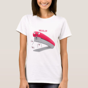 Belysning av tecknaden Cute Red lycklig stapler T Shirt