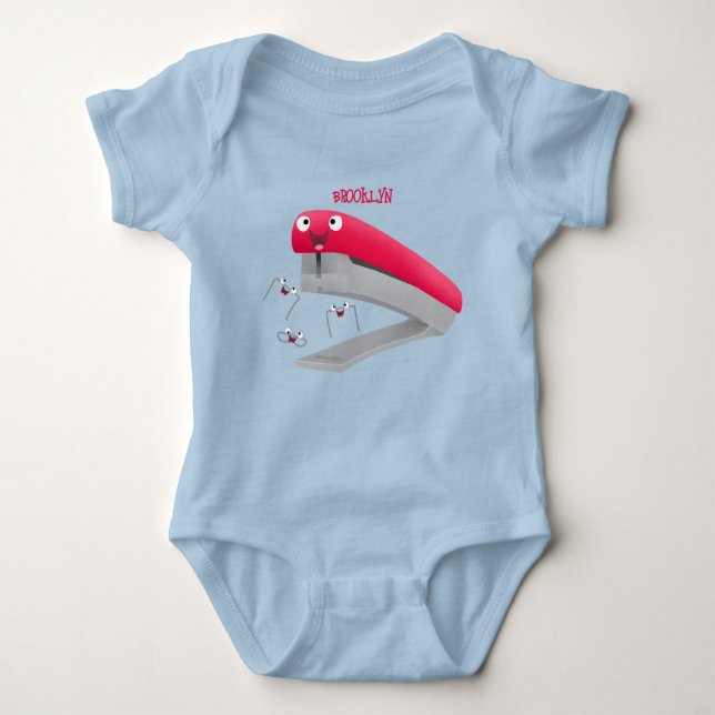 Belysning av tecknaden Cute Red lycklig stapler T Shirt (Framsida)