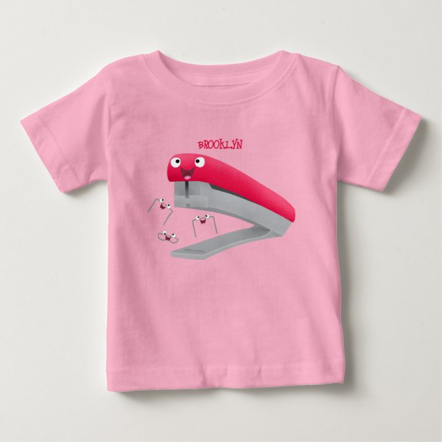Belysning av tecknaden Cute Red lycklig stapler T Shirt (Framsida)