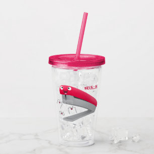 Belysning av tecknaden Cute Red lycklig stapler Take Away Mugg