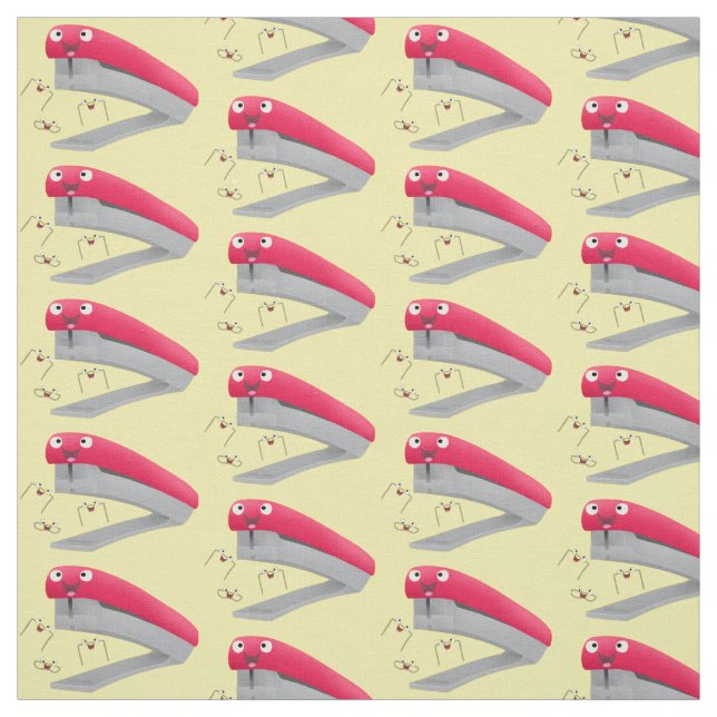 Belysning av tecknaden Cute Red lycklig stapler Tyg (Provkarta)
