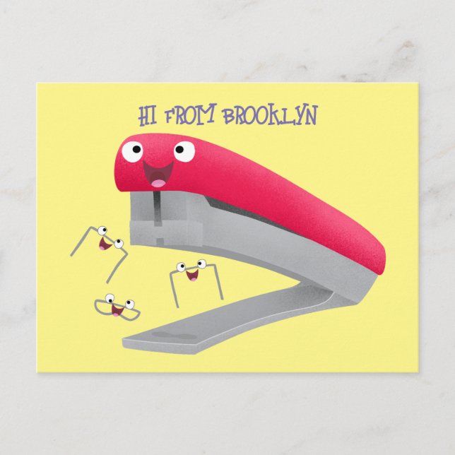 Belysning av tecknaden Cute Red lycklig stapler Vykort (Framsida)