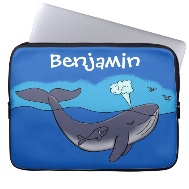 Belysning av tecknaden Cute val och baby Laptop Fodral (Framsidan)