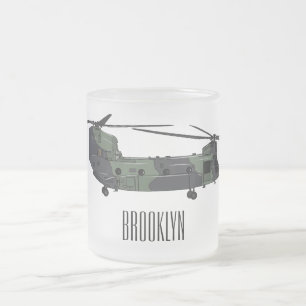 Belysning av tecknaden för Chinook-arméhelikopter Frostad Glasmugg
