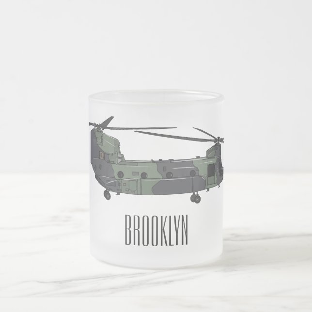Belysning av tecknaden för Chinook-arméhelikopter Frostad Glasmugg (Center)
