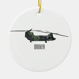 Belysning av tecknaden för Chinook-arméhelikopter Julgransprydnad Keramik