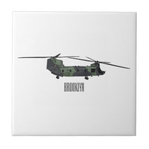 Belysning av tecknaden för Chinook-arméhelikopter Kakelplatta