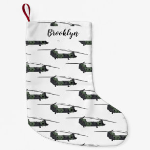 Belysning av tecknaden för Chinook-arméhelikopter Liten Julstrumpa