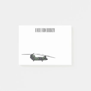 Belysning av tecknaden för Chinook-arméhelikopter Post-it Block