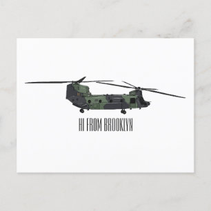 Belysning av tecknaden för Chinook-arméhelikopter Vykort