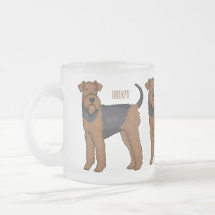 Belysning av tecknaden för marin hund i Airedale Frostad Glasmugg