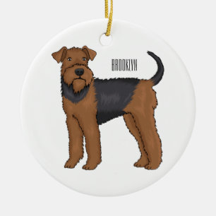 Belysning av tecknaden för marin hund i Airedale Julgransprydnad Keramik