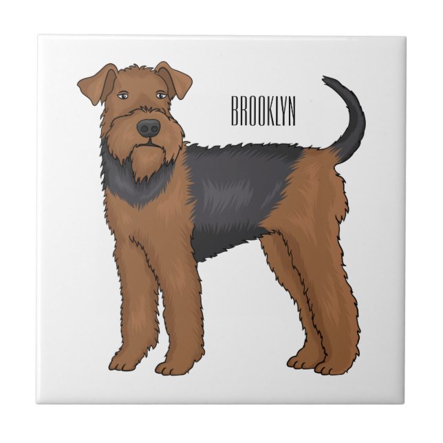 Belysning av tecknaden för marin hund i Airedale Kakelplatta (Framsidan)