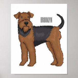 Belysning av tecknaden för marin hund i Airedale Poster