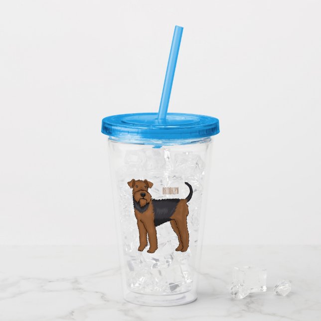 Belysning av tecknaden för marin hund i Airedale Take Away Mugg (Baksida Ice)