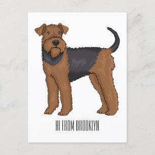 Belysning av tecknaden för marin hund i Airedale Vykort