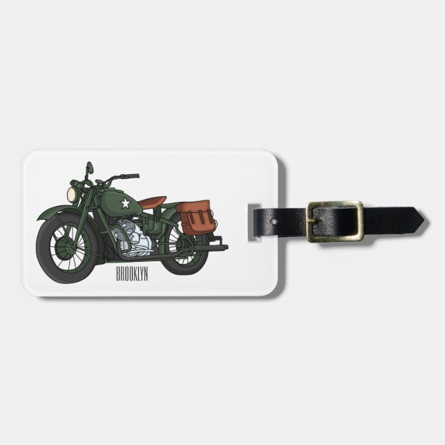 Belysning av tecknaden för motorcykel för militär  bagagebricka (Horisontell Framsida)