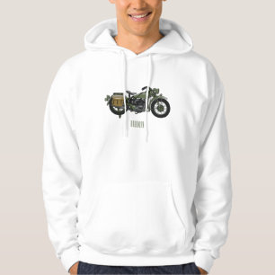 Belysning av tecknaden för motorcykel för militär  hoodie