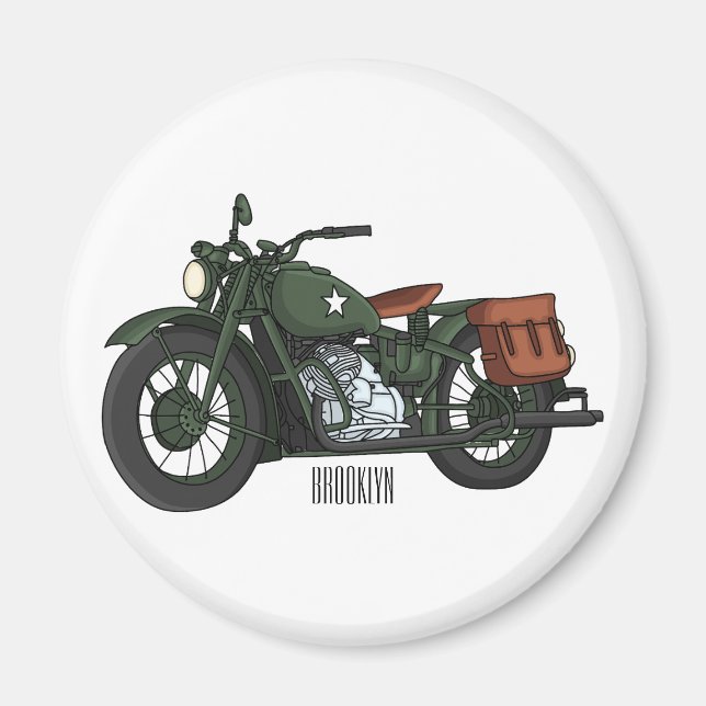 Belysning av tecknaden för motorcykel för militär  magnet (Framsidan)