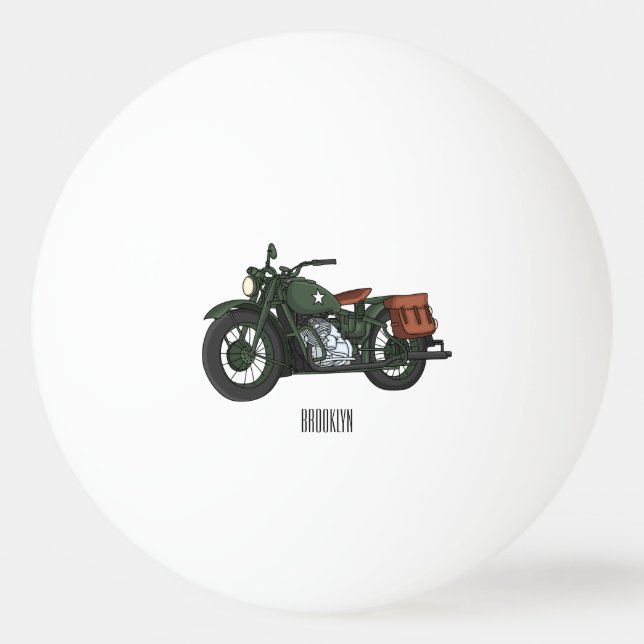 Belysning av tecknaden för motorcykel för militär  pingisboll (Framsidan)