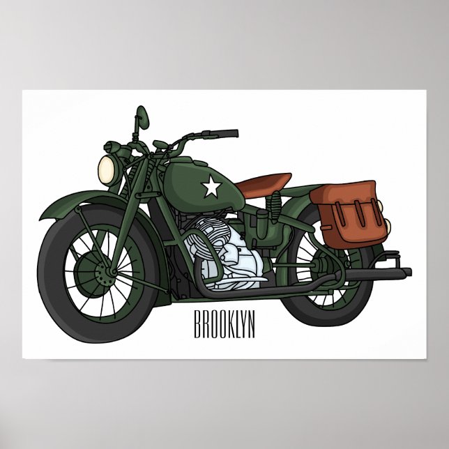 Belysning av tecknaden för motorcykel för militär  poster (Framsidan)