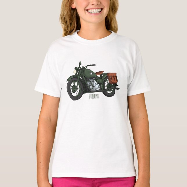 Belysning av tecknaden för motorcykel för militär  t shirt (Framsida)