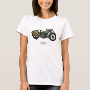Belysning av tecknaden för motorcykel för militär t shirt