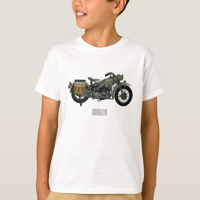 Belysning av tecknaden för motorcykel för militär  t shirt (Framsida)