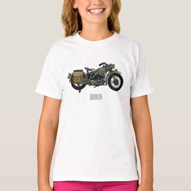 Belysning av tecknaden för motorcykel för militär  t shirt (Framsida)