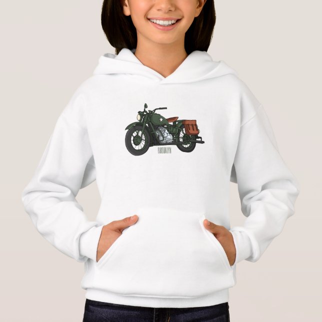 Belysning av tecknaden för motorcykel för militär  t shirt (Framsida)
