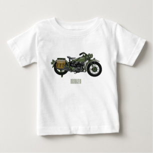 Belysning av tecknaden för motorcykel för militär t shirt